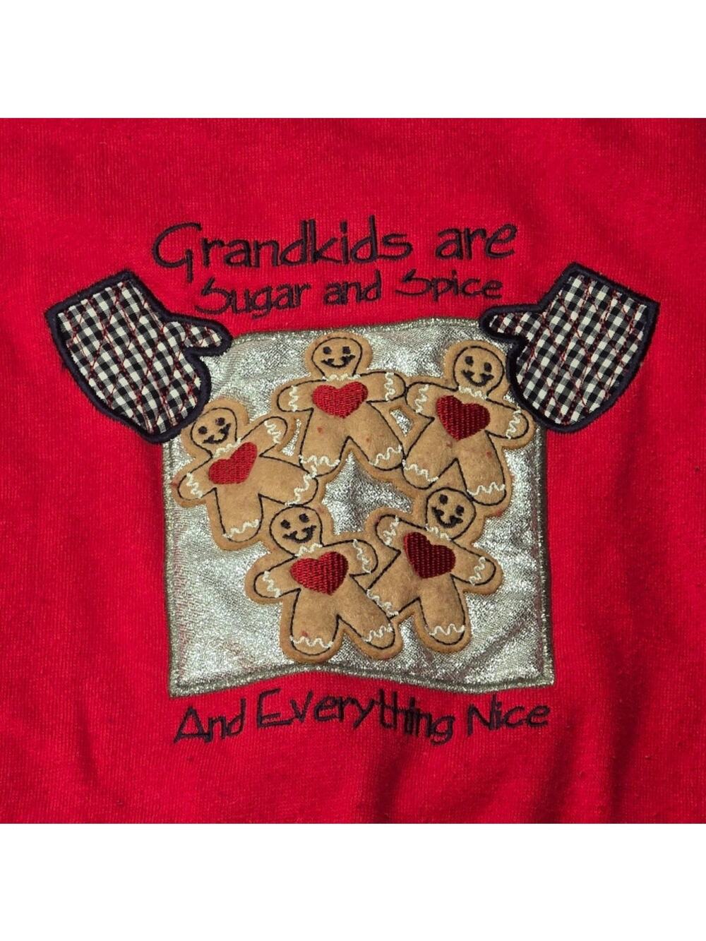 Vintage Ginger Bread GRANDKIDS ARE SUGAR & SPICE Pull Over Crew Neck Sweater Top